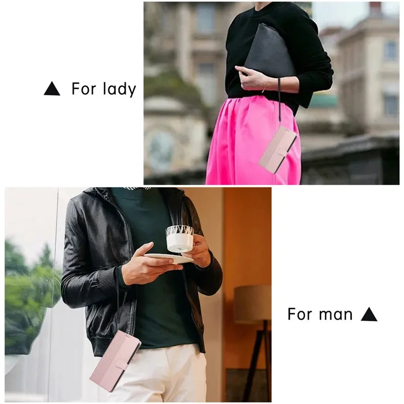 Luxury Leather Wallet Phone Case for iPhone 17 Air 16 15 14 Pro Max 16E 13 12 Mini 11 XS XR Max SE 8 7 Plus Flip Stand Cover