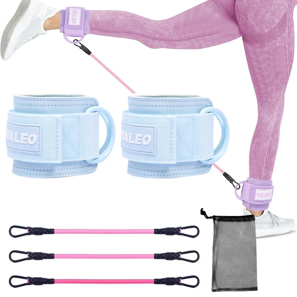 LOOGDEEL Resistance Bands Set Ankle Straps Adjustable Foot Support Padded Cuff Ankle Weight Leg Training Brace Yoga Sport Tool