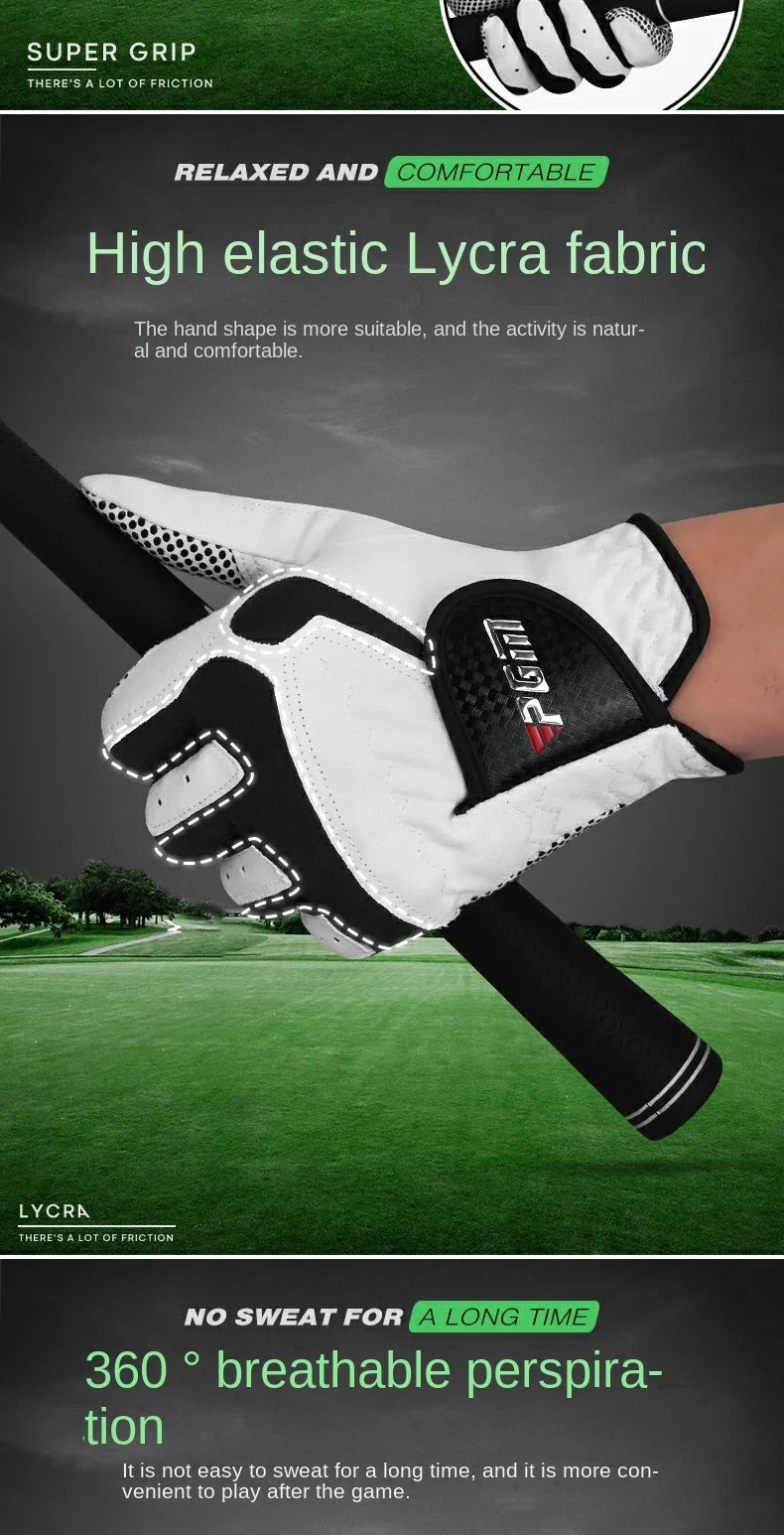 PGM Professional Golf Gloves Microfiber Cloth Fabric Breathable Non-Slip Gloves Club Swing Putting Training Gloves