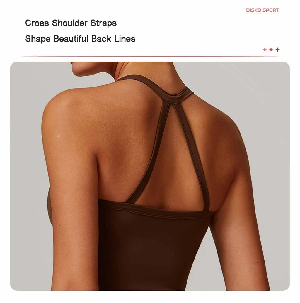 Women Cross Back Yoga Top Breathable Shockproof Sports Vest Fitness Sport Bra With Padded Gym Crop Top Running Active Sportswear