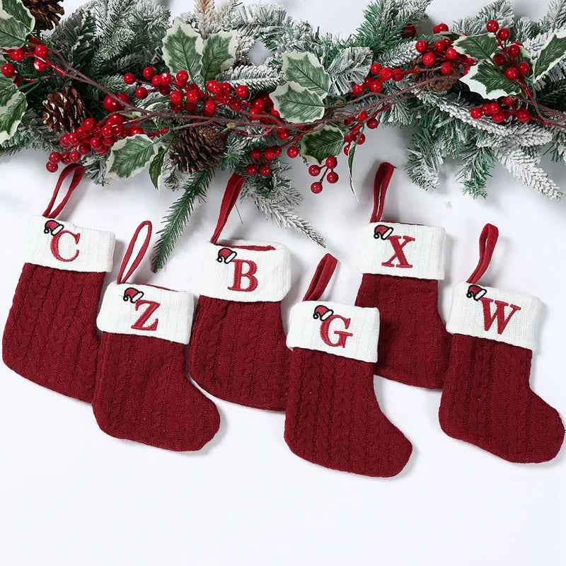 Christmas Alphabet Knitting Socks Christmas Tree Ornaments Christmas Decorations For Home 2025 Noel New Year 2026 Xmas Gift