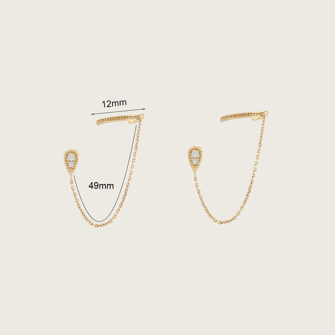 Crmya Chain Stud Earrings for Women Piercing Zirconia Hoop Earrings Women Party Vacation Jewelry Accessories Wholesale