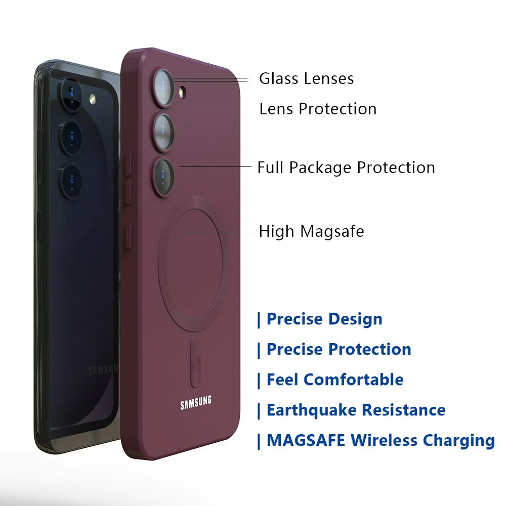 For Samsung Galaxy S25 FE Magsafe Case S25 S24 S23 S22 S21 Ultra Plus FE A17 A56 A36 A16 A55 A54 Soft Silicone Phone Back Cover