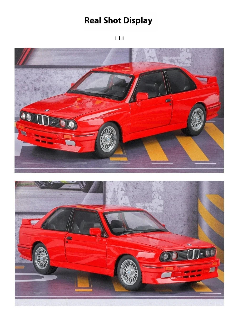 1:24 1988 BMW M3 E30 Alloy Sports Car Model Diecasts Metal Classic Car Vehicles Model Simulation Sound and Light Kids Toys Gifts