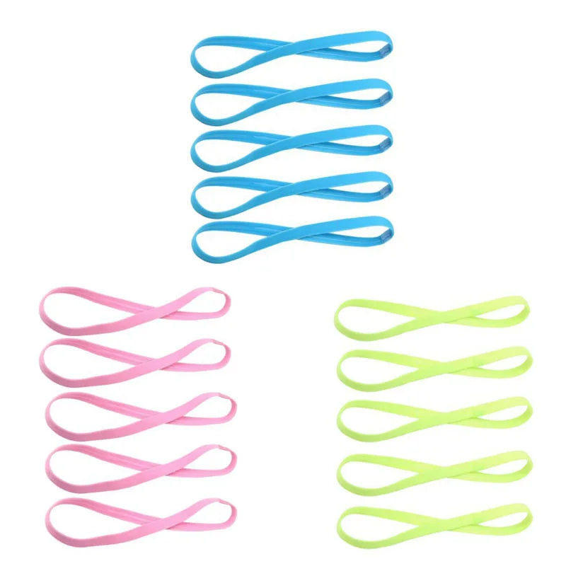 5Pcs Candy Color Women Men Yoga Hair Bands Sports Headband Girls Sport Anti-slip Elastic Rubber Sweatband Football Running