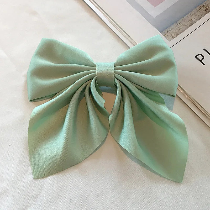Solid Color Satin Bowknot Hair Clips For Girls Sweet Bow Women Hairpins Butterfly Barrettes Duckbill Clip Kids Hair Accessories