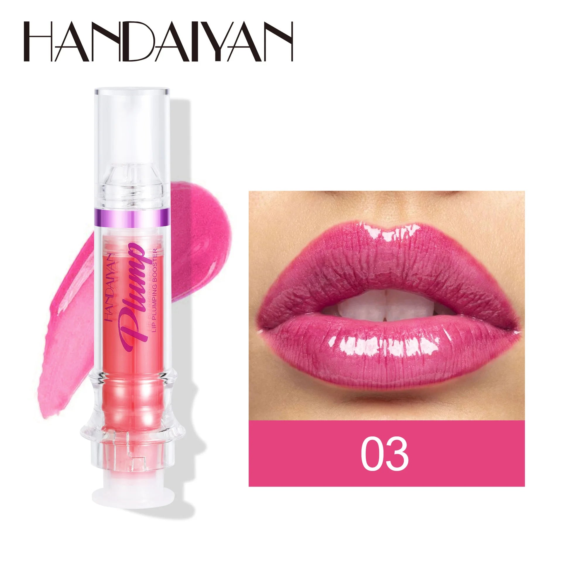 HANDAYAN 6 Color Lip Plumper Gloss Moisturizing Honey Oil Enhancer Transparent Shine Booster Makeup Beauty