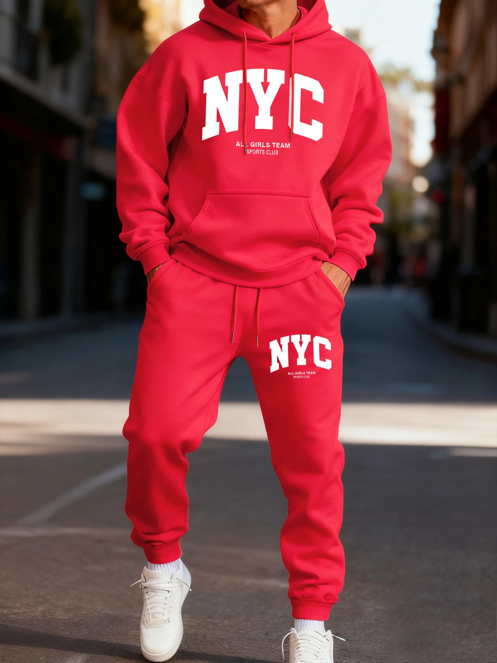 New York City Letter Eye-Catching Print Mans Hoodie Set Casual Winter Two Pices Sets Sporty Jogging Pants Fashion Autumn Hoodies