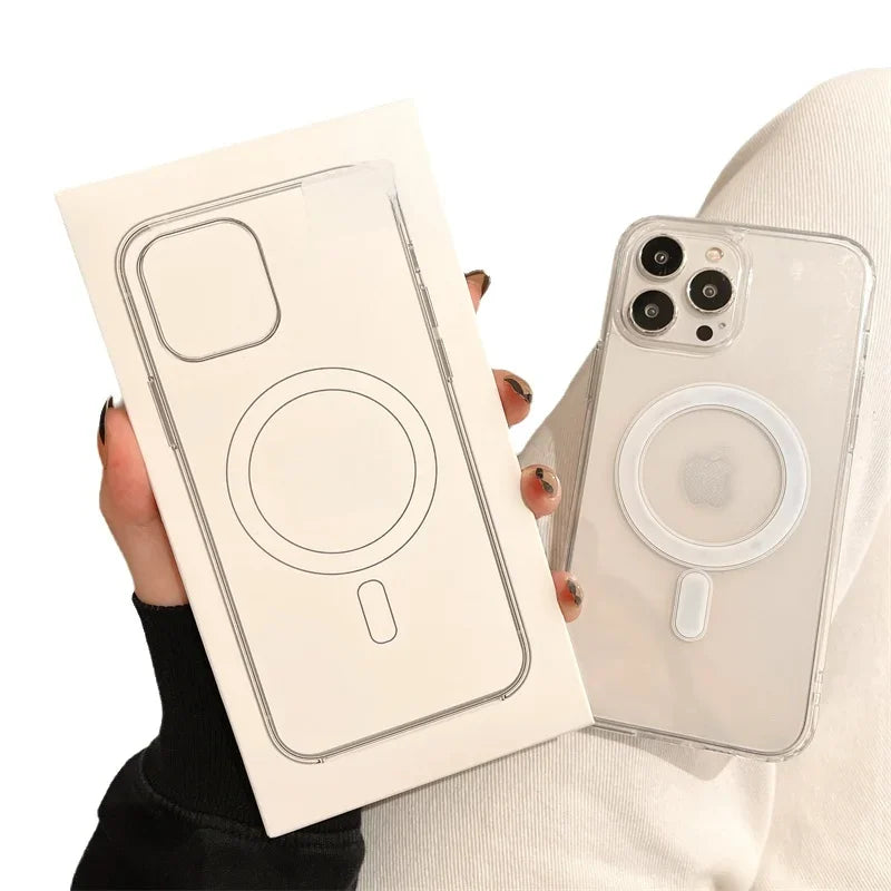 Transparent Original Magnetic Magsafe Phone Case for iPhone 17 Air 16 Pro Max 15 14 13 12 11 Boxed Shockproof Protective Cover