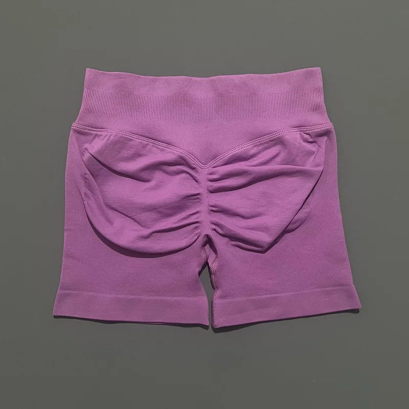 HISTELLO Sports Shorts Low Ribbed Band Scrunch Booty Workout Gym Shorts Running Seamless Leggings Yoga Women Sports Leggings