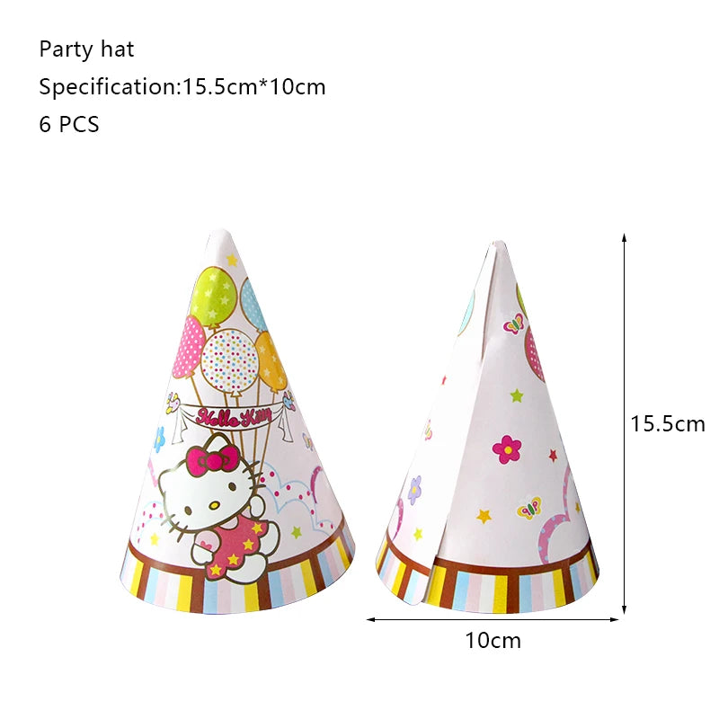 Hello Kitty Birthday Party Decoration Cartoon Cat Kids Aluminum Foil Balloon Disposable Tableware Banner Child Event Supplies