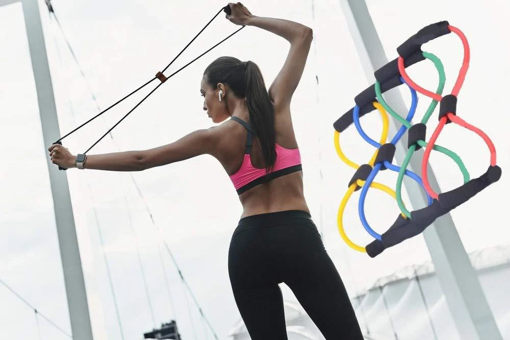 BraceTop Yoga Gym Fitness Resistance 8 Word Chest Expander Rope Workout Muscle Trainning Rubber Elastic Bands for Sport Exercise