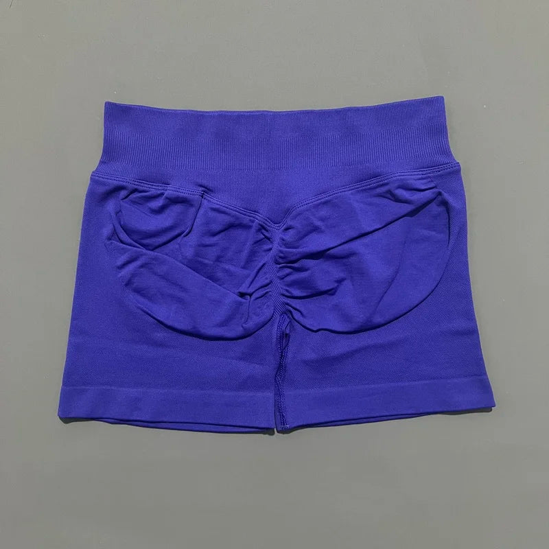 HISTELLO Sports Shorts Low Ribbed Band Scrunch Booty Workout Gym Shorts Running Seamless Leggings Yoga Women Sports Leggings