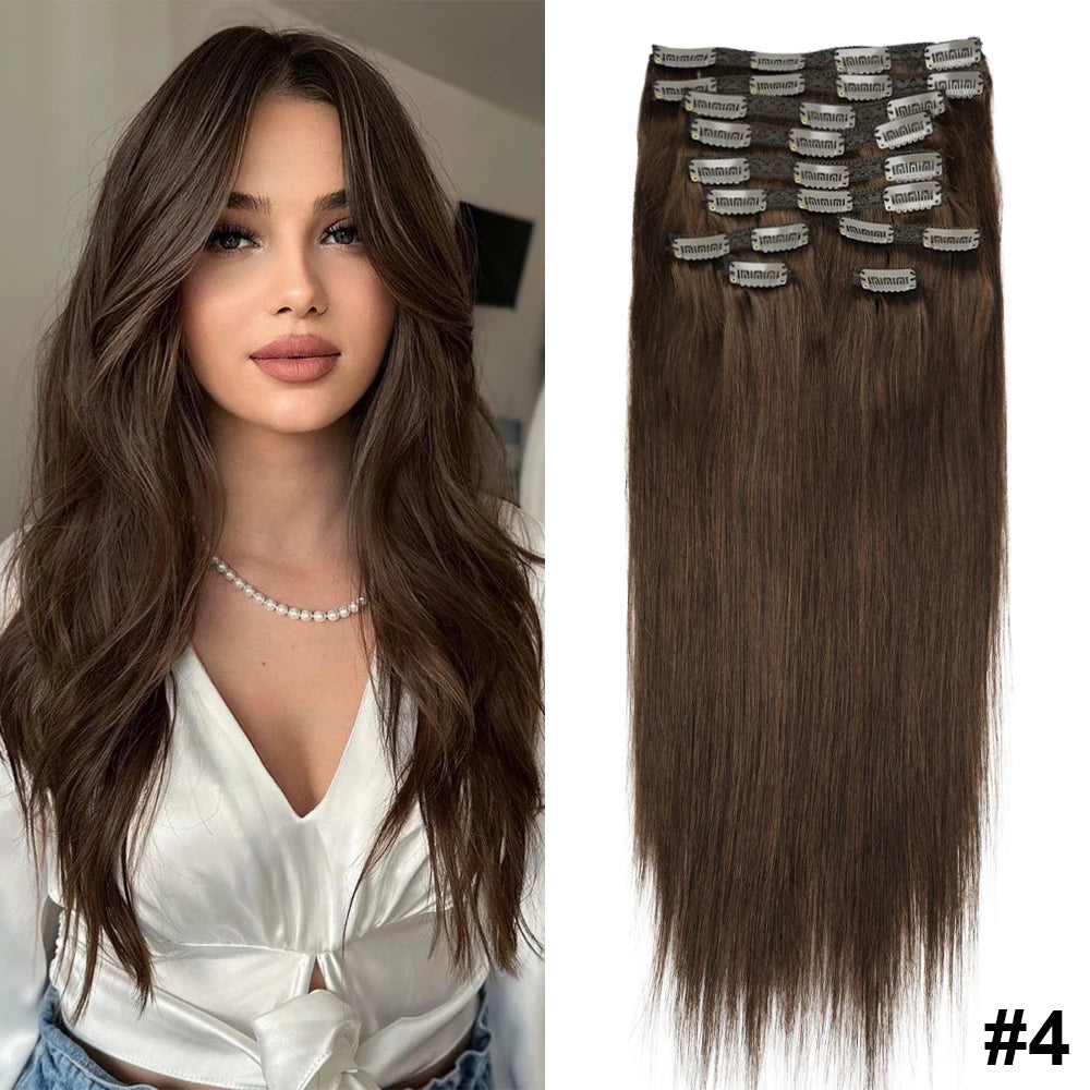 Doreen 160G 200G 240G Volume Series Brazilian Machine Remy Straight Clip In Human Hair Extensions  Full Head 10Pcs 16 to 24 Inch