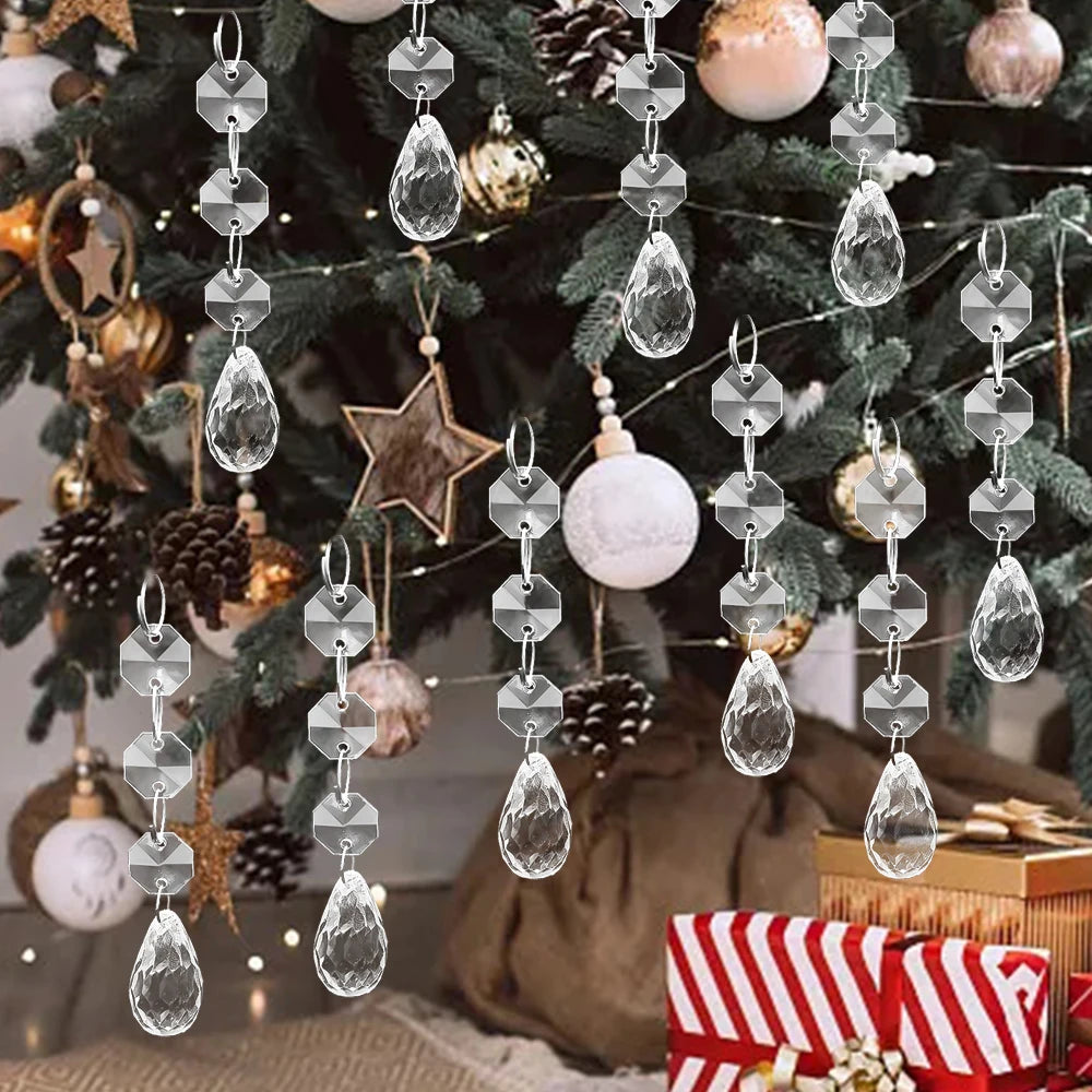 24/5PCS Crystal Clear Snowflake Icicle Pendants Acrylic Christmas Tree Ornament Christmas Holiday Home Party Hanging Decorations