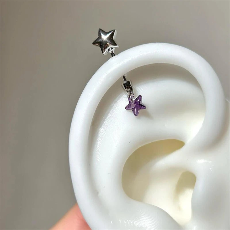 Sweet Angel's Wings Stainless Steel Ear Bone Nail Cute Acrylic Love Heart Cross Earrings for Women Body Puncture Accessories