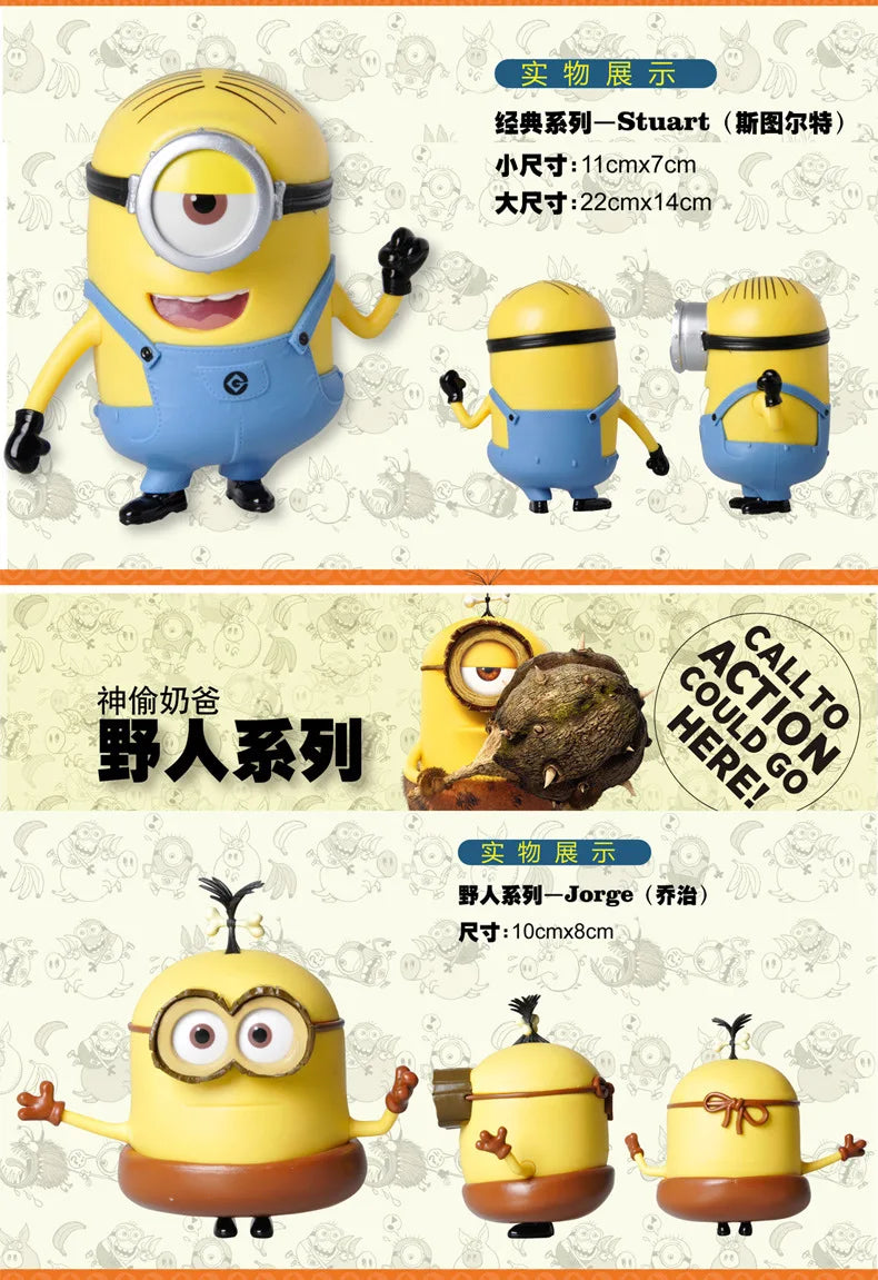 Authentic Full Series Toys Set Miniones Kevin Bob Gru 3d Eye Despicable Miniones With Action Figures Toys For Kids Gifts