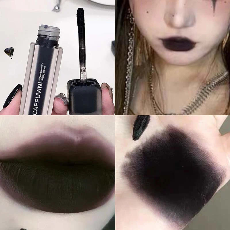 Cappuvini Obsidian Starry Matte Lip Gloss: Velvet Finish with Long-Lasting Formula-Dark Series for a Radiant Look,