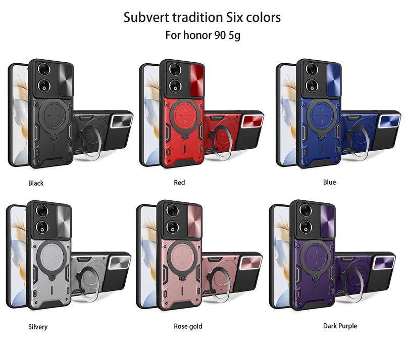 Funda For Honor 90 5G Case Shockproof Armor Magnetic Metal Ring Phone Case For Honer Honar 90 Honor90 Slide Camera Protect Cover