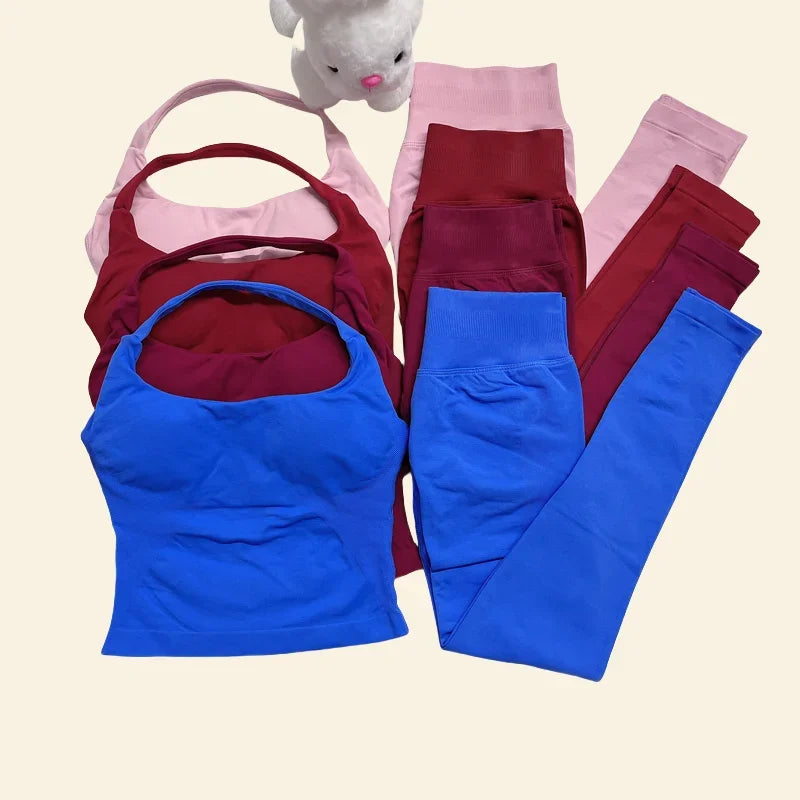 Women's High Stretch Soft Halter Top Sports Tops Legging Set Gym Workout Yoga Fitness Active Wear Impact Outfit Sport Pant