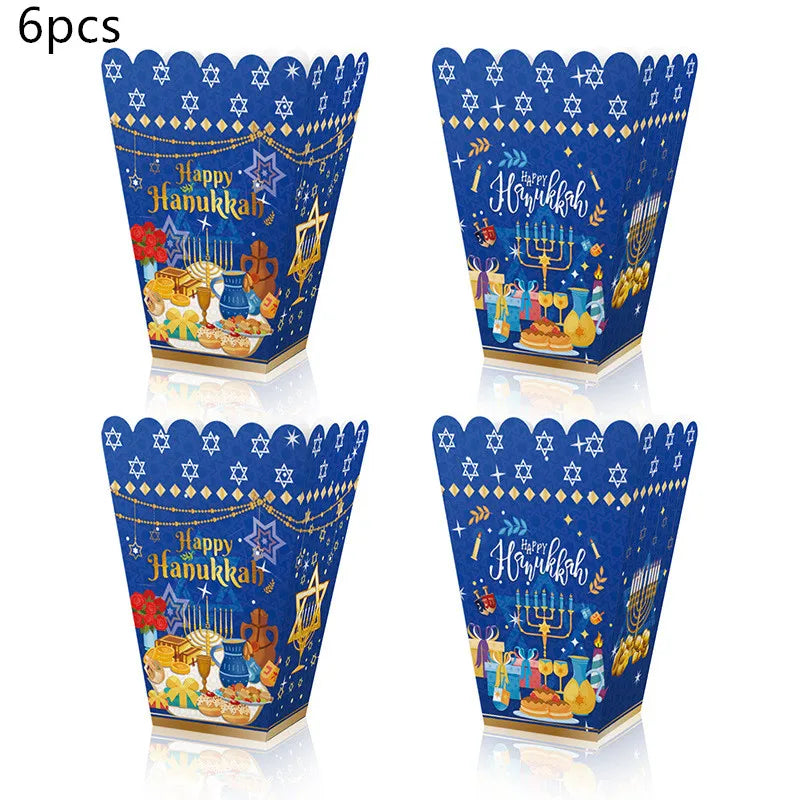 Jewish Hanukkah Balloon Banner Supplies Chanukah Disposable Tableware Cup Plate Napkins Happy Chanukah Festival Party Decoration