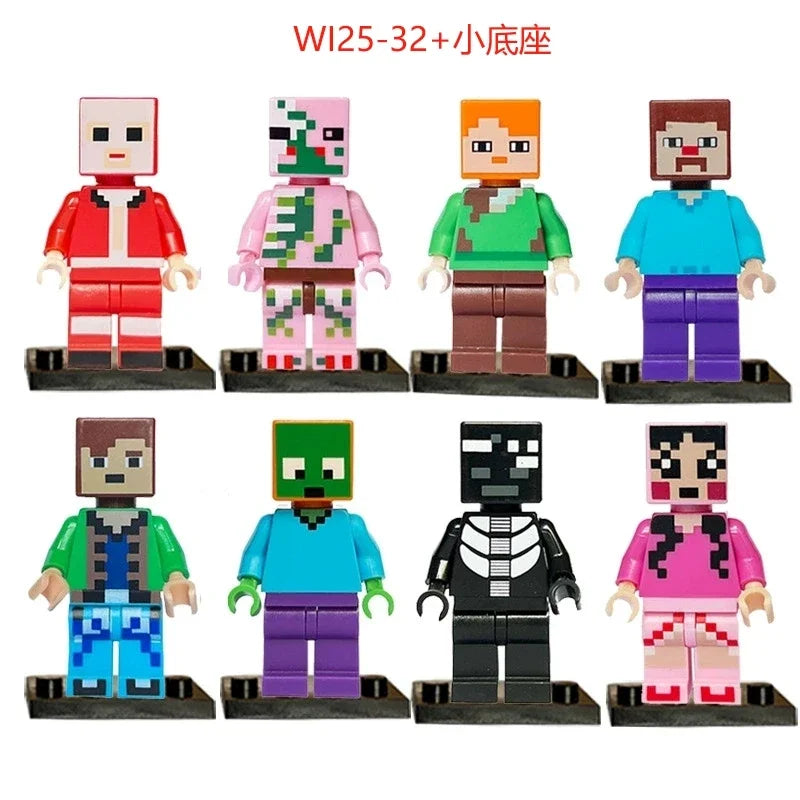 17 Styles Minecrafte Building Blocks Set I/Wi Series 8PCS Set MC Non Repetitive DIY Assembled Toy Birthday Gift action figure