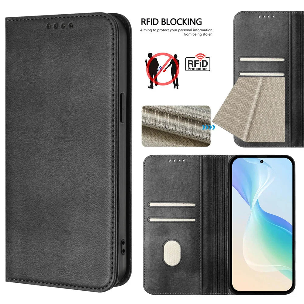 Leather Phone Case For Samsung Galaxy A06 A16 A14 A15 4g 5g A05S A05 A25 A35 A55 A56 A36 A26 A34 A54 Card Slot Flip Wallet Cover