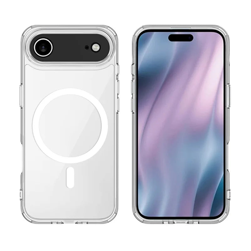 Transparent Acrylic Case for iPhone 17 Air 17 Pro Max Magnetic for Magsafe Wireless Charging Clear PC Cover for iPhone 17pro