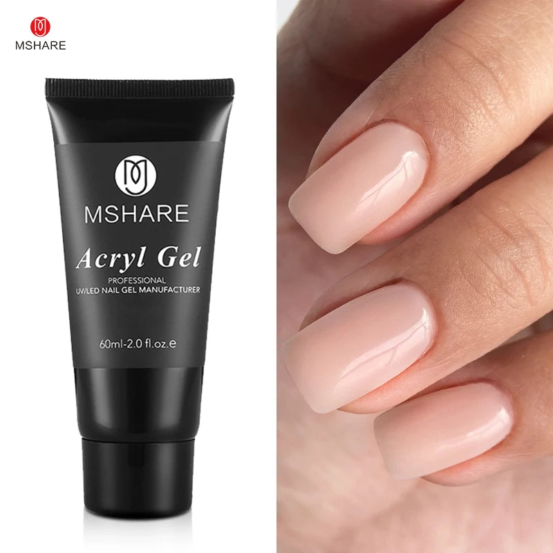 MSHARE Poly Nails Acryl Gel 60ml Builder UV Led Acrylgel Nails Extensions Acrylic Pink White Clear Acrylatic Hema Tpo Free Gel