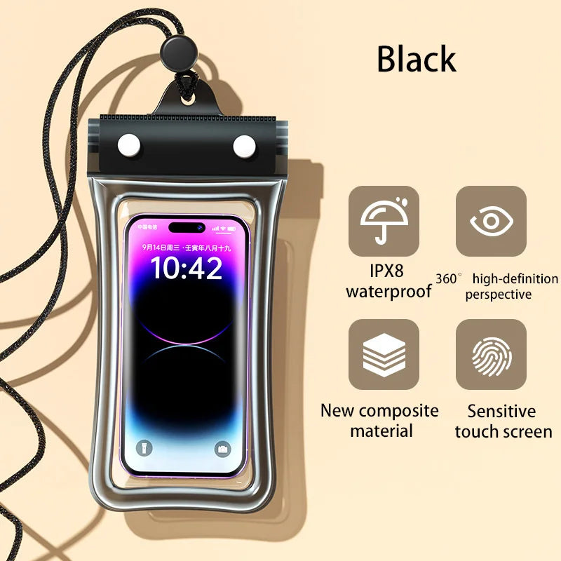 IPX8 Waterproof Floating Airbag Swim Diving Bag Phone Case For iPhone 11 12 13 14 Pro Max Samsung S23 S22 Xiaomi 13 Huawei Cover