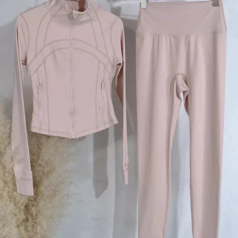 2025 Gold Label Short Sport Jacket Set Women's Yoga Clothes Slimming Fitness Jacket Active Wear Exercise Clothing Female