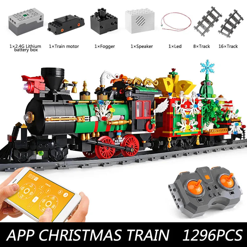 Mould King 12012 Christmas Building Block The Motorized Winter Holiday Train Model Assembly Decoration Kids Christmas Train Gift