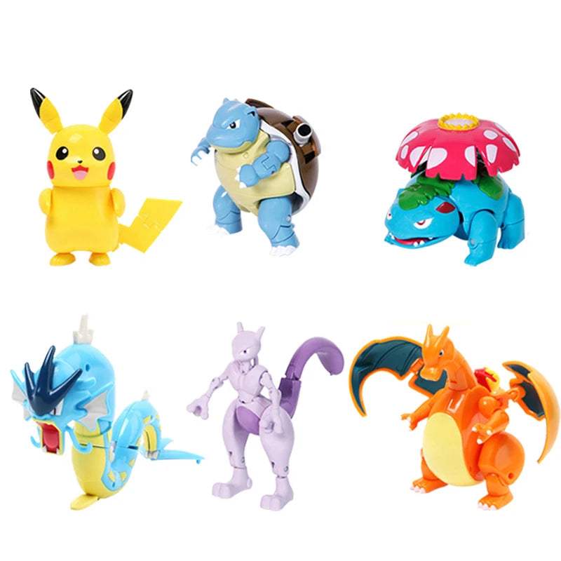 Pokemon Ball Deform Mewtwo Figure Pokeball Action Figurine Pikachu Charizard Gengar Blastoise Greninja Eevee Poke Child Toy Set