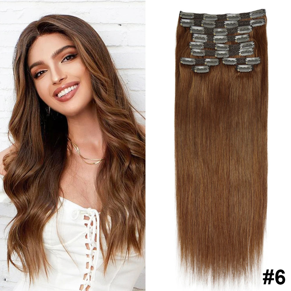 Doreen 160G 200G 240G Volume Series Brazilian Machine Remy Straight Clip In Human Hair Extensions  Full Head 10Pcs 16 to 24 Inch