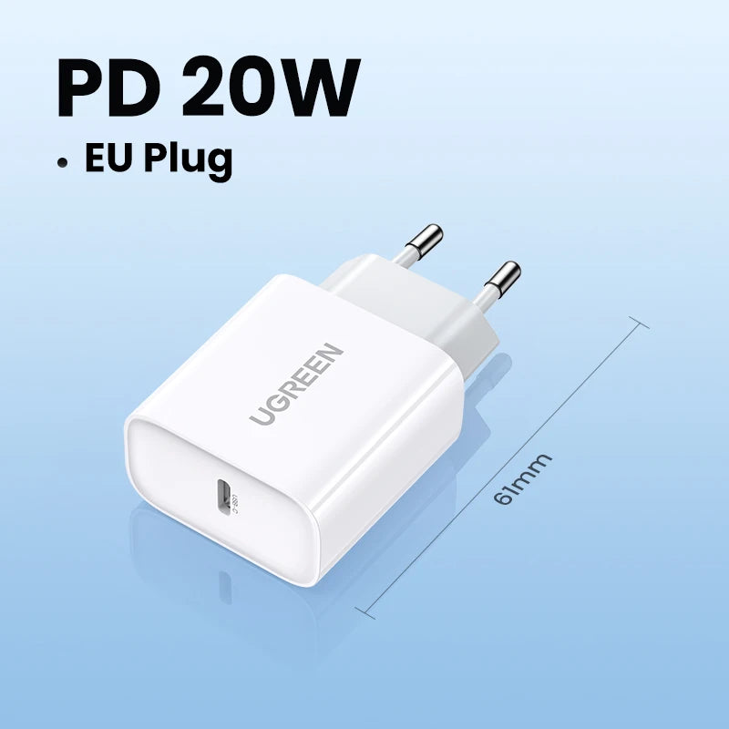 UGREEN Quick Charge 4.0 3.0 QC PD Charger 20W QC4.0 QC3.0 USB Type C Fast Charger for iPhone 17 16 15 Pro Xiaomi Phone PDCharger