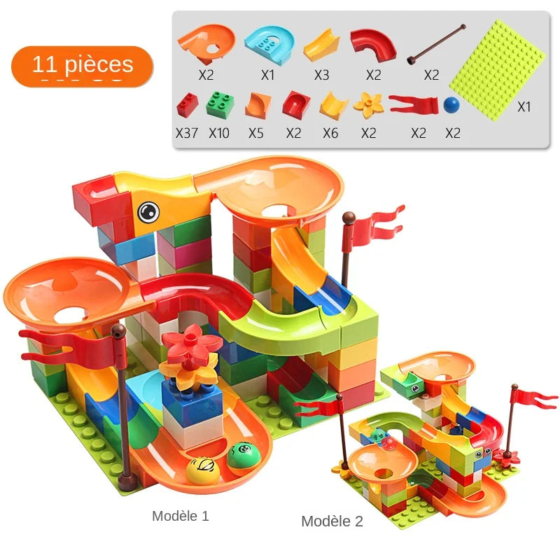 77-308PCS Marble Race Run Big Block Compatible City Building Blocks Funnel Slide Blocks DIY Big Bricks Toys For Children Gift