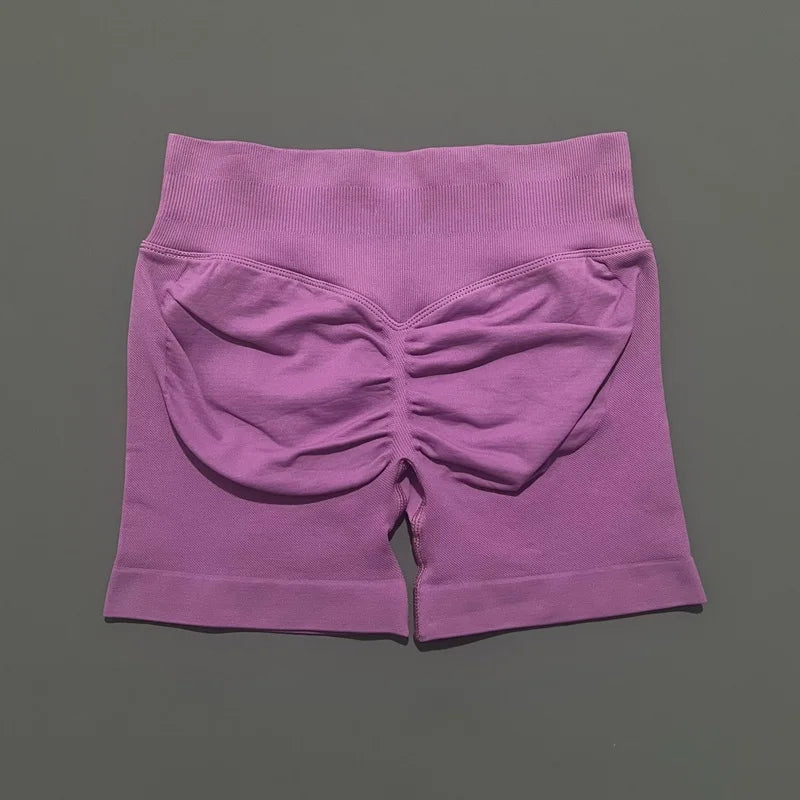 HISTELLO Sports Shorts Low Ribbed Band Scrunch Booty Workout Gym Shorts Running Seamless Leggings Yoga Women Sports Leggings