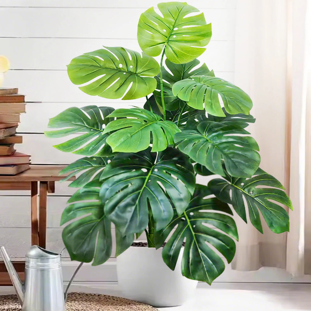 40-130cm（51.18in） Artificial Monstera Plant Fake Palm Tree Plastic Turtle Leaf Green Plant for Home Garden Room Office Decor