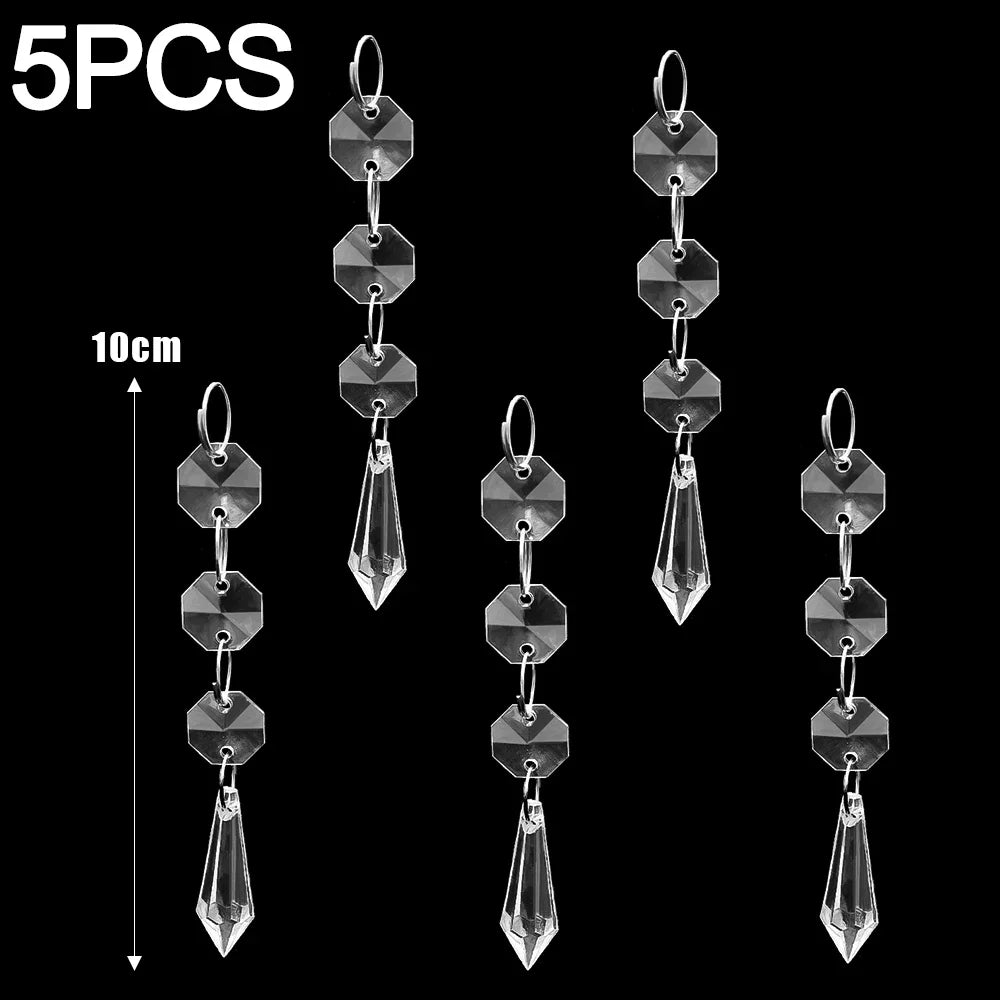 24/5PCS Crystal Clear Snowflake Icicle Pendants Acrylic Christmas Tree Ornament Christmas Holiday Home Party Hanging Decorations