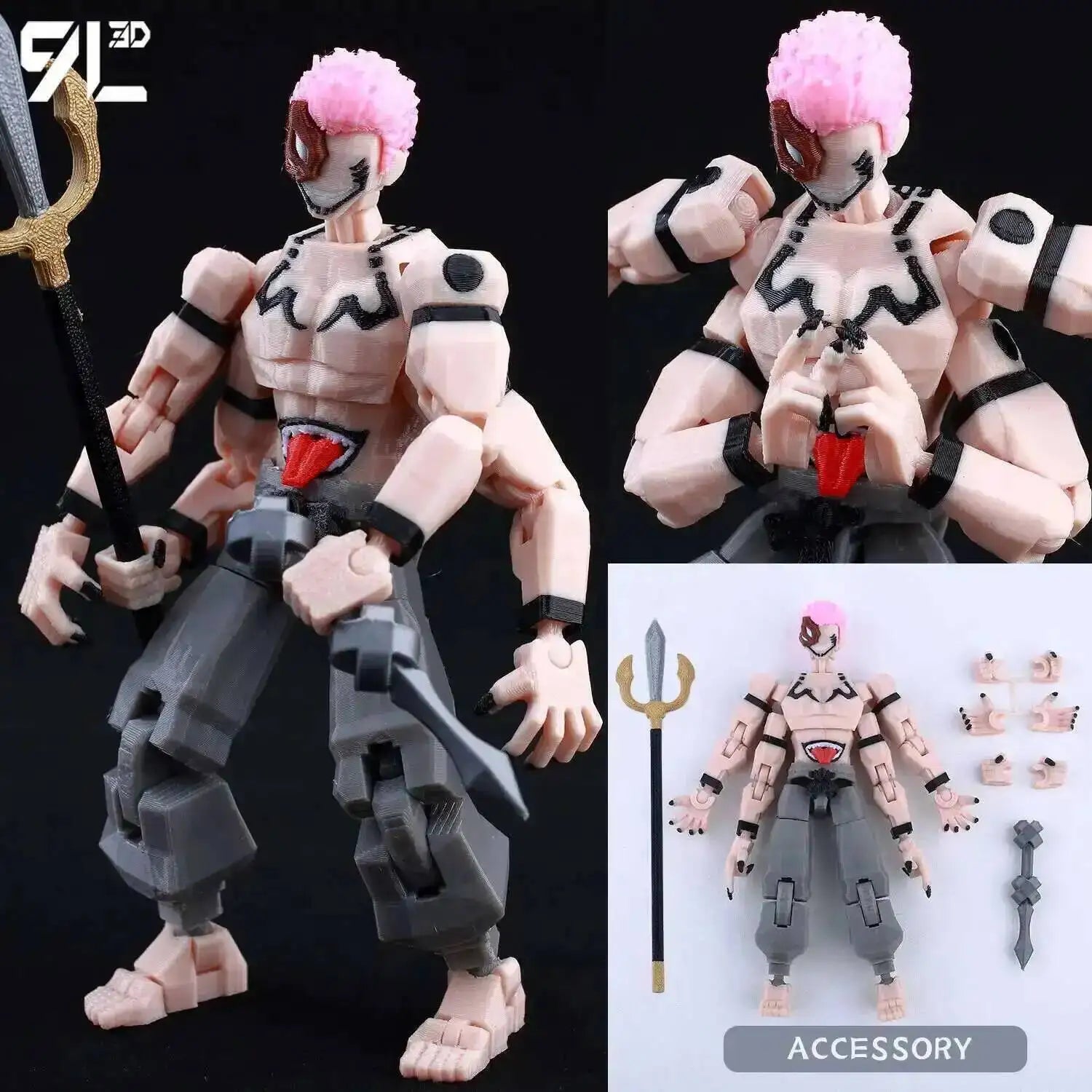 9L3D Printed Anime Jujutsu Kaisen Sukuna Yuji Yuta Satoru Gojo Lucky Dummy 13 Movable Shapeshift Action Figures Mannequin Toys