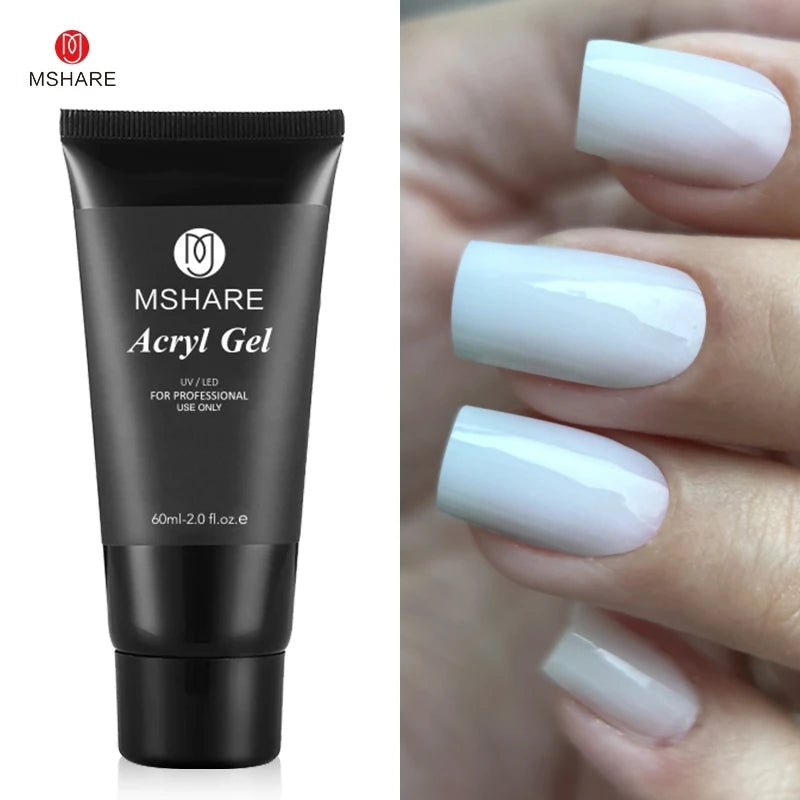 MSHARE Poly Nails Acryl Gel 60ml Builder UV Led Acrylgel Nails Extensions Acrylic Pink White Clear Acrylatic Hema Tpo Free Gel