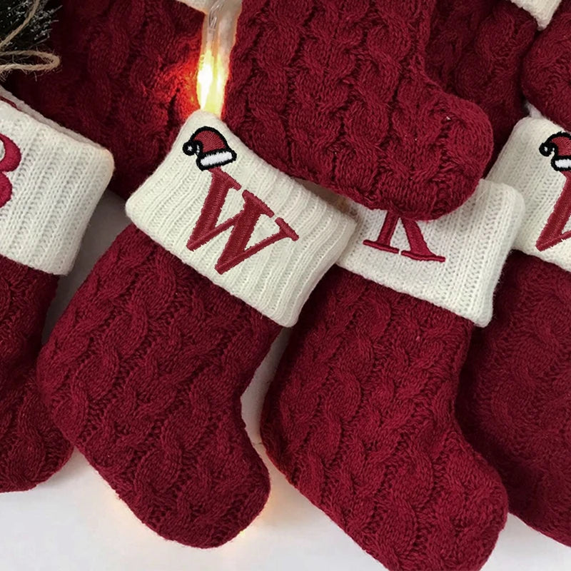 Christmas Alphabet Knitting Socks Christmas Tree Ornaments Christmas Decorations For Home 2025 Noel New Year 2026 Xmas Gift