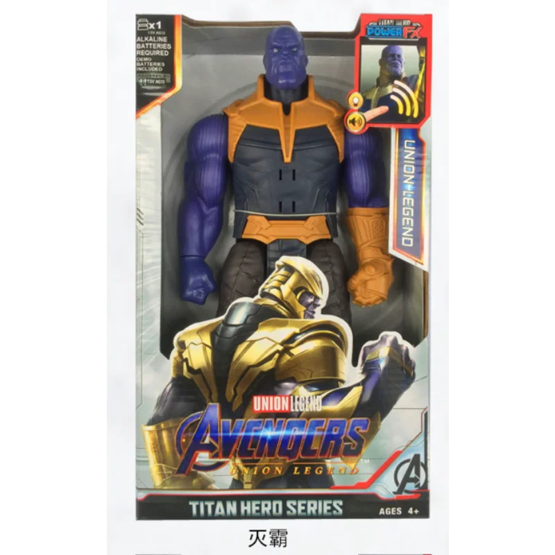 30cm Marvel Avengers Toy Thanos Hulk Spiderman Captain America Iron Man Thor Black Panther with Sound and Light Action Toy Gift