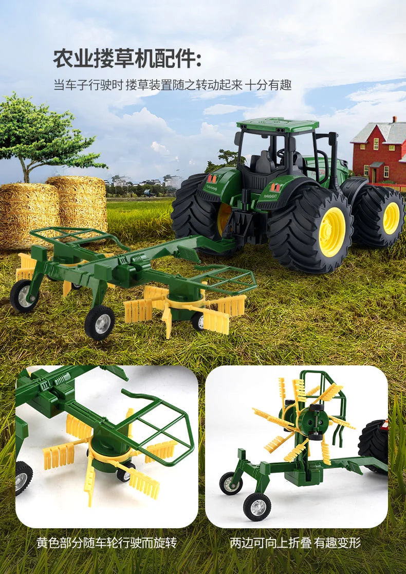 Tractor Toy Car Model Trailer and Accessories Simulation Children's Farmer Car