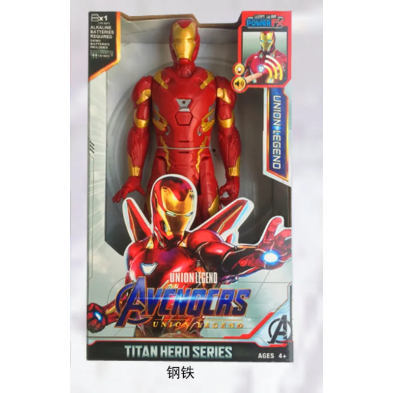 30cm Marvel Avengers Toy Thanos Hulk Spiderman Captain America Iron Man Thor Black Panther with Sound and Light Action Toy Gift