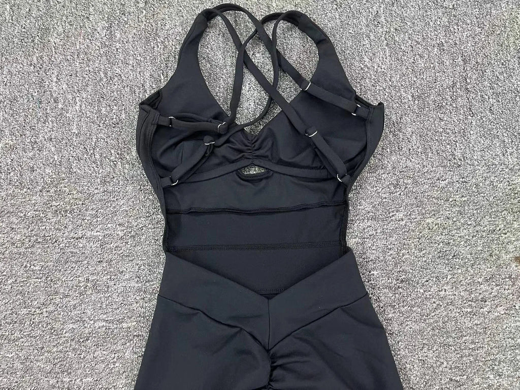 Sporty Jumpsuit Women Sportwear 2025 Workout Yoga Clothes Push Up Gym Set Women Sportswear Sport Outfit Fitness Overalls Black