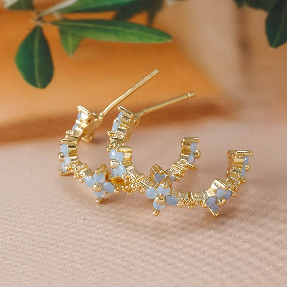 New Arrival Korean Trendy Stainless Steel Fresh Lovely Sweet Flower Stud Earrings For Women 2023 Fashion Jewelry