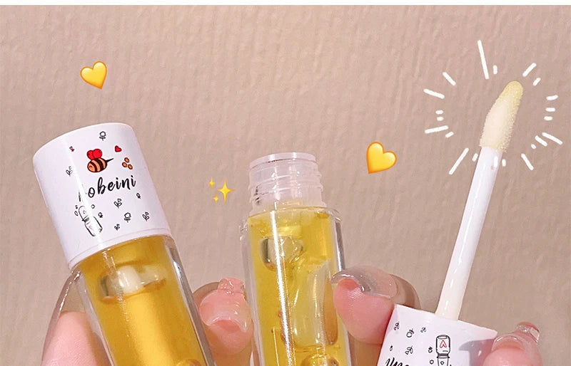 Bee Lip Oil Water-shine Glass Transparent Lip Honey Dry Repair Lip Care toot Lip Moisturizing Lip Oil