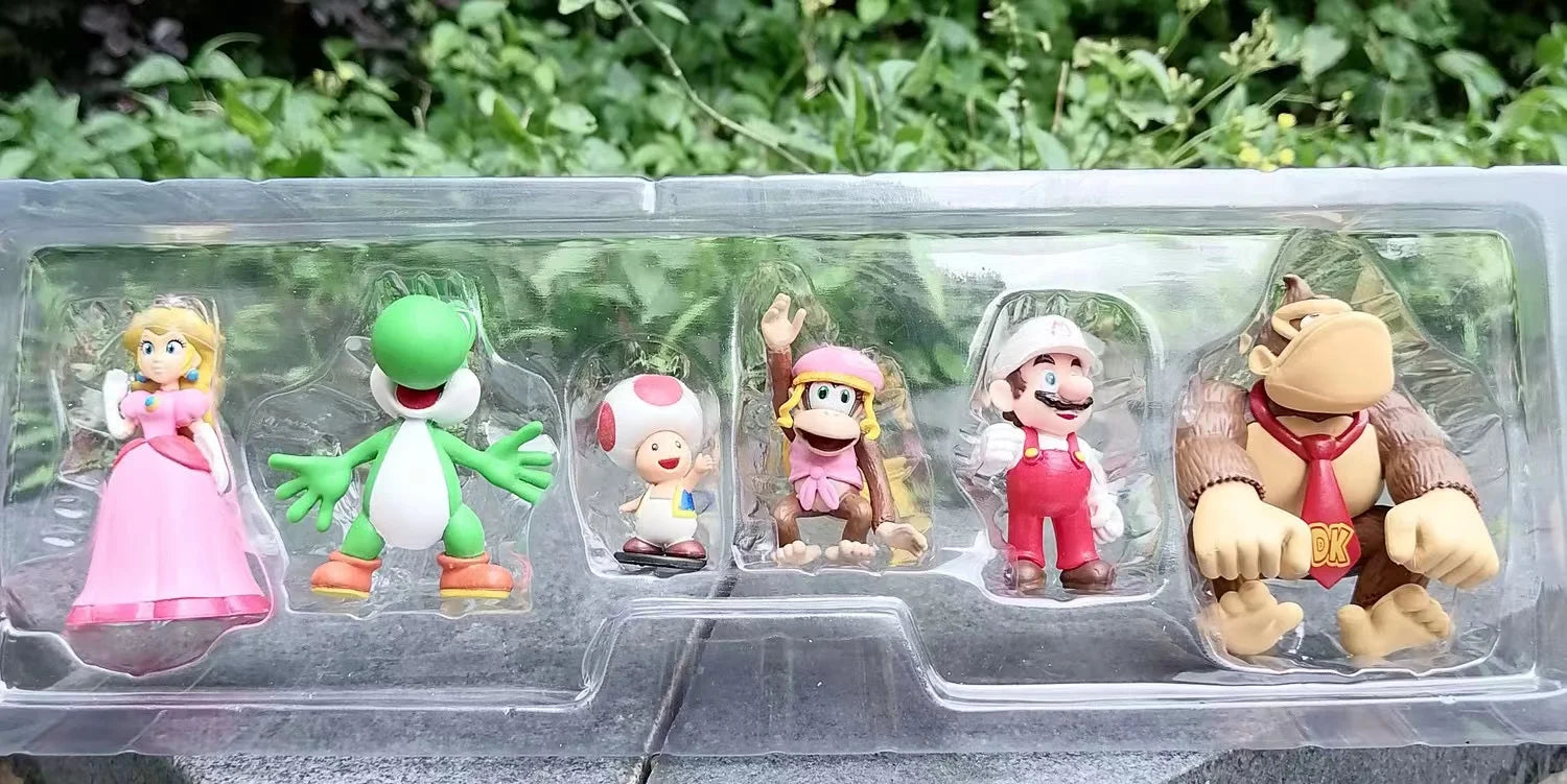 Super Mario Bros PVC Action Figure Toys Dolls Model Set Luigi Yoshi Donkey Kong MushroomFor Kids Birthday Gifts