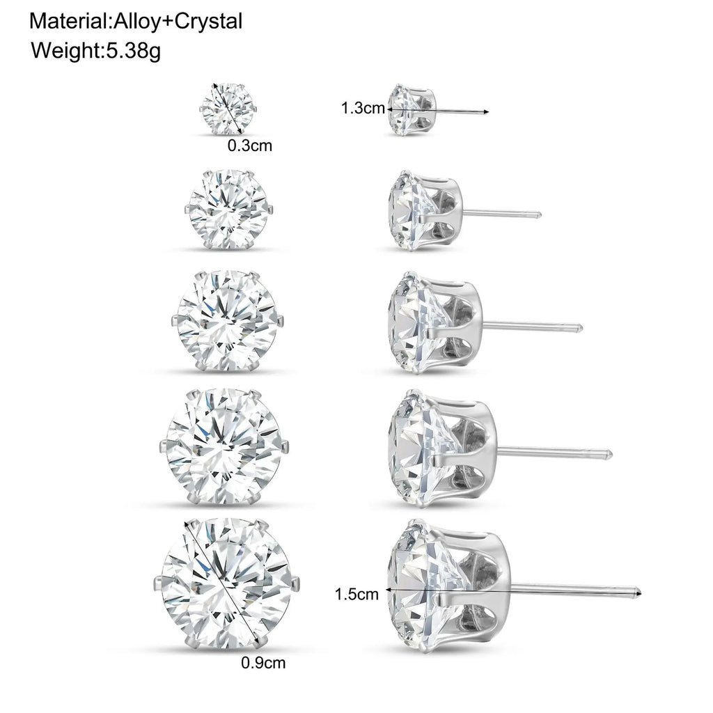 Luxury Sparkling Clear Stud Earrings Fashion Fine Round Zirconia Earrings for Women New Trendy Wedding Ladies Jewelry Gifts